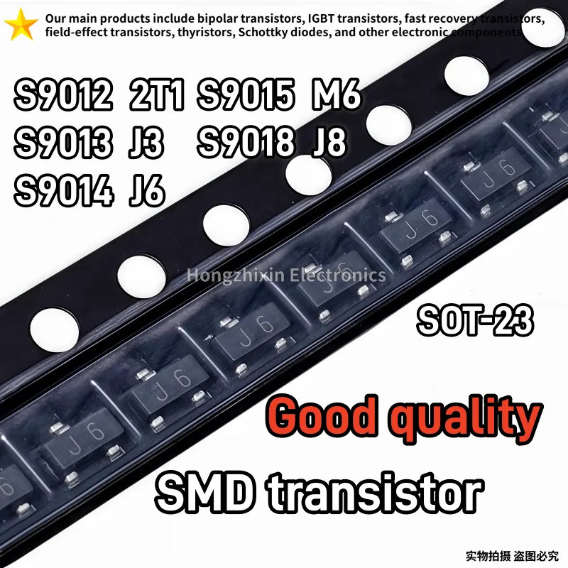 10PCS S9012 2T1 S9013 J3 S9014 J6 S9015 M6 S9018 J8 SOT-23 SMD ทรานซิสเตอร์