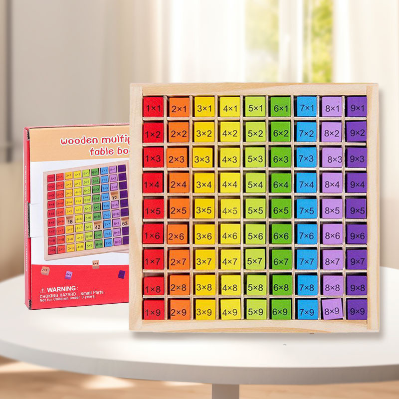 ของเล่นไม้สูตรคูณ Montessori ตัวต่อจิ๊กซอว์ตารางสูตรคูณ เสริมทักษะคณิตศาสตร์ สำหรับเด็ก