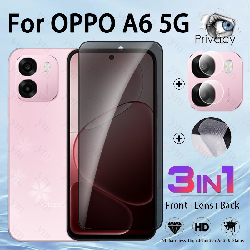 3 in 1 OPPO A6 5G Anti-peeping 9Dกระจกนิรภัยป้องกันหน้าจอสําหรับOPPO Reno 14 15 14F 15F A6K A6S A6X 