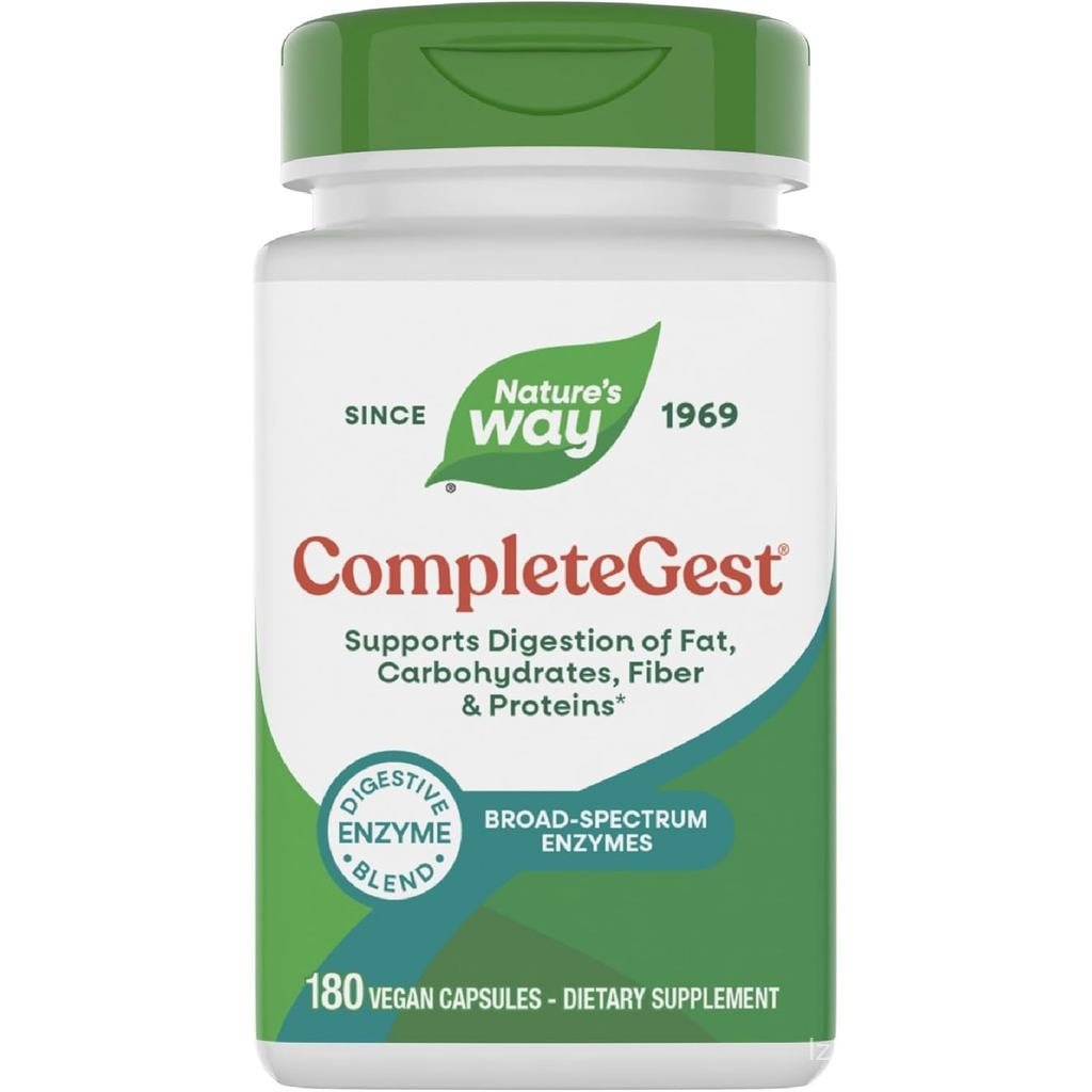Natures Way CompleteGest ผสมผสานย่อยอาหารครบถ้วน เอนไซม์มังสวิรัติ รองรับทางเดินไขมัน คาร์โบไฮเดรต โ