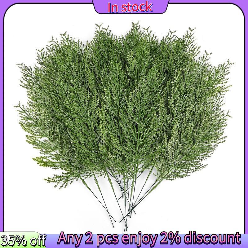 ในสต็อก-40 ชิ้นประดิษฐ์ Cedar Sprigs Faux Cedar สาขา Cedar Cypress Stems Pine Picks สีเขียว