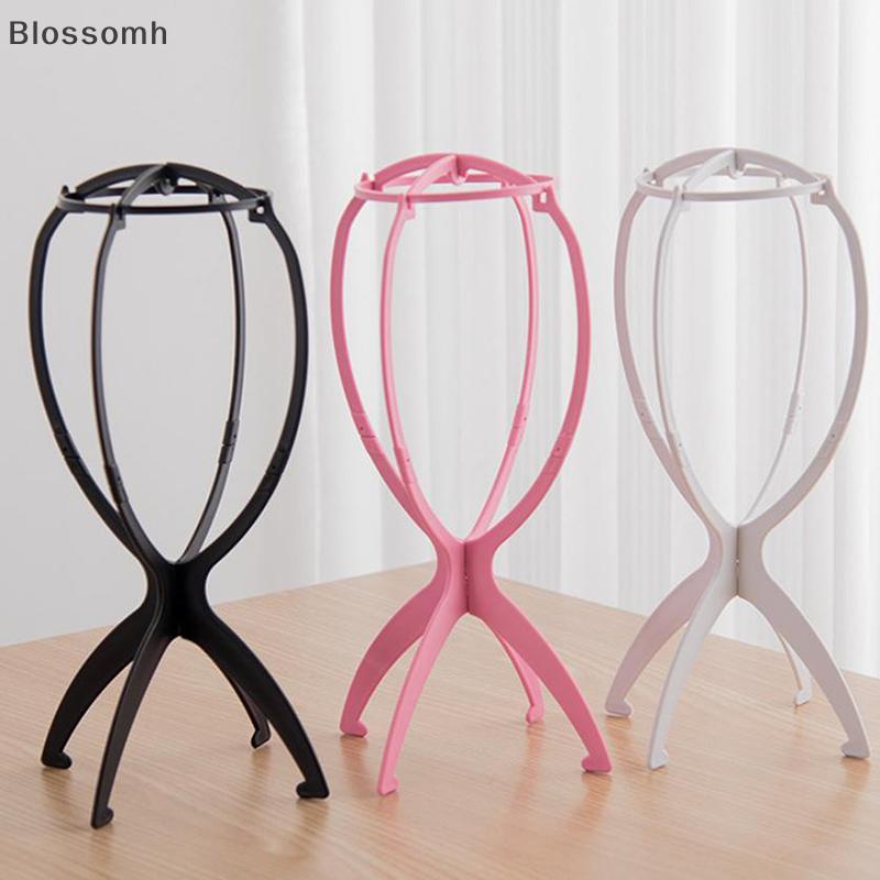 Blossomh ขาตั้งวิกผมพลาสติกแบบพกพาหัววิกผมขาตั้ง Bla วิกผมสีชมพู Hang Holder Stand ทนทานเครื่องมือแสดงผมอุปกรณ์วิกผมใหม่