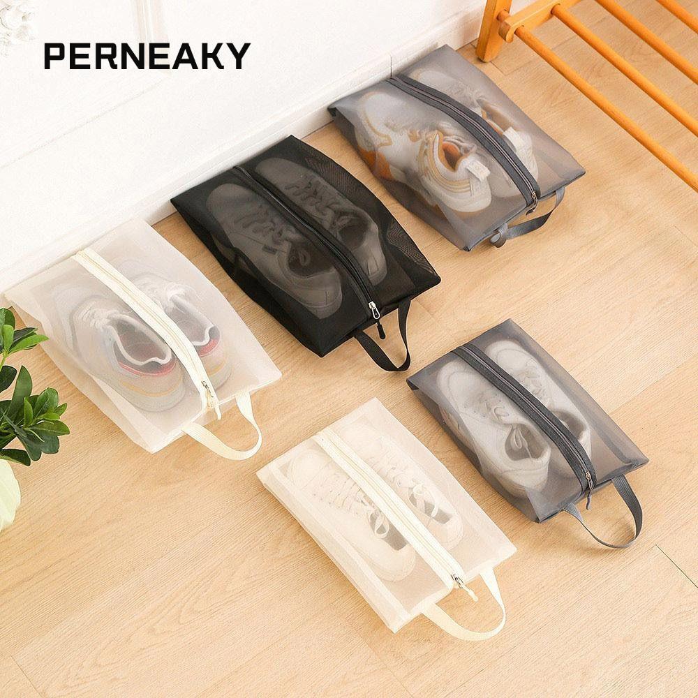 PERNEAKY กระเป๋าใส่รองเท้าเดินทาง, กระเป๋าใส่รองเท้าตาข่ายกลางแจ้งแบบพกพาระบายอากาศได้น้ําหนักเบา, กระเป๋าใส่รองเท้ากันฝุ่นสําหรับผู้หญิงและผู้ชาย