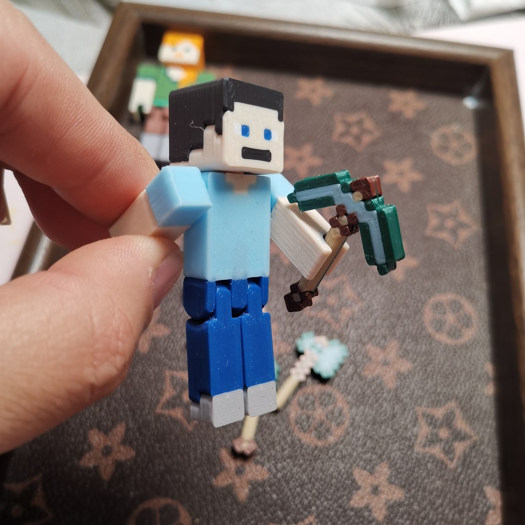 เลโก้ minecraft minecraft toy Minecraft Toy Hand-Made Gift Model อาวุธเคลื่อนย้ายได้ Steve Alice