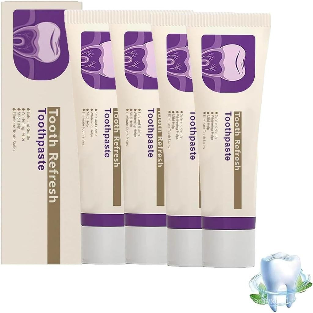 Kreain Nature Tooth Refresh ยาสีฟัน 2-Pack & 4 แพ็ค, สําหรับเสริมสร้างเคลือบฟัน, ลมหายใจสดชื่น, การด