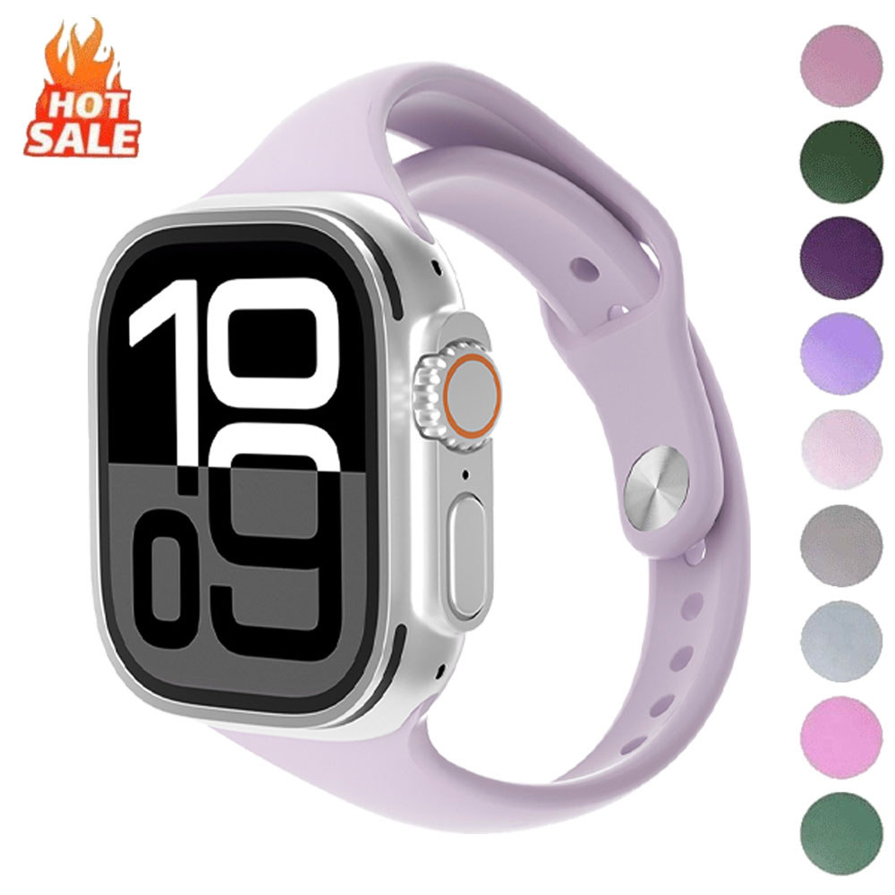 ใหม่ซิลิโคนบาง StrapSlim สายซิลิโคนสําหรับ Apple Watch Ultra 49 มม.สําหรับ iwatch Series 11 10 9 8 7 6 5 SE3 40/41/42/44 มม.45 มม.46 มม.