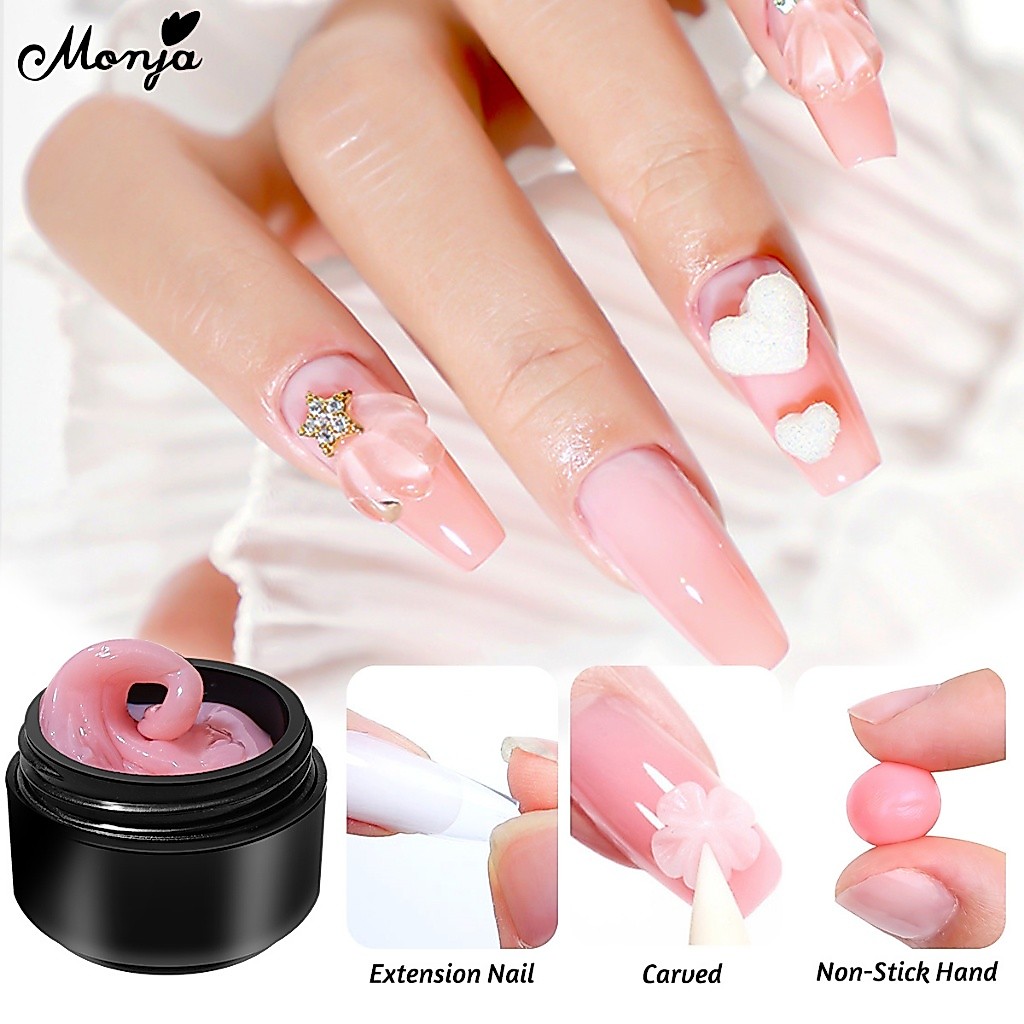 Monja กาวต่อเล็บเจล UV อะคริลิค 3D 5 มล. 6 สี ไม่เหนียวติด ต่อง่าย สําหรับร้านเสริมสวย DIY gel color