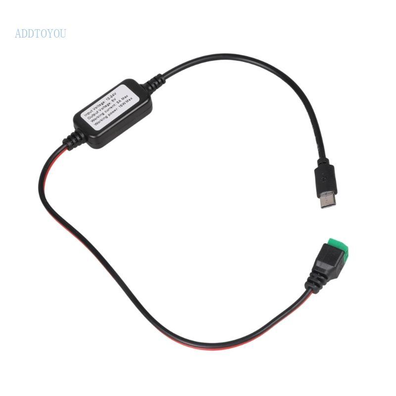 3C ตัวแปลงพลังงาน USB C USB C ของ 12V 24V เป็น 5V พร้อมการป้องกันวงจรสั้น