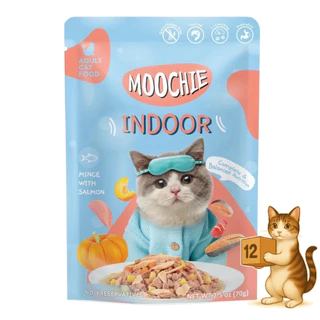 (ยกโหล 12ซอง) Moochie มูชี่ อาหารเปียกแมว รวมสูตร ไม่เติมเกลือ หลายรส เปียกแมว ขนาด 70-85g