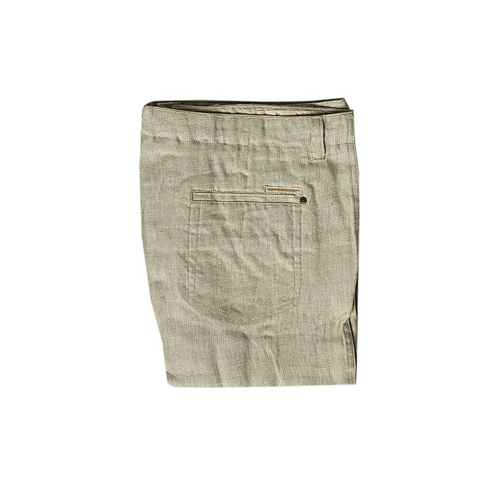 Hazard กางเกงเอวผูกขายาวสีพื้นไม่มีจีบ ผ้า Linen(ลินิน) สีครีม
