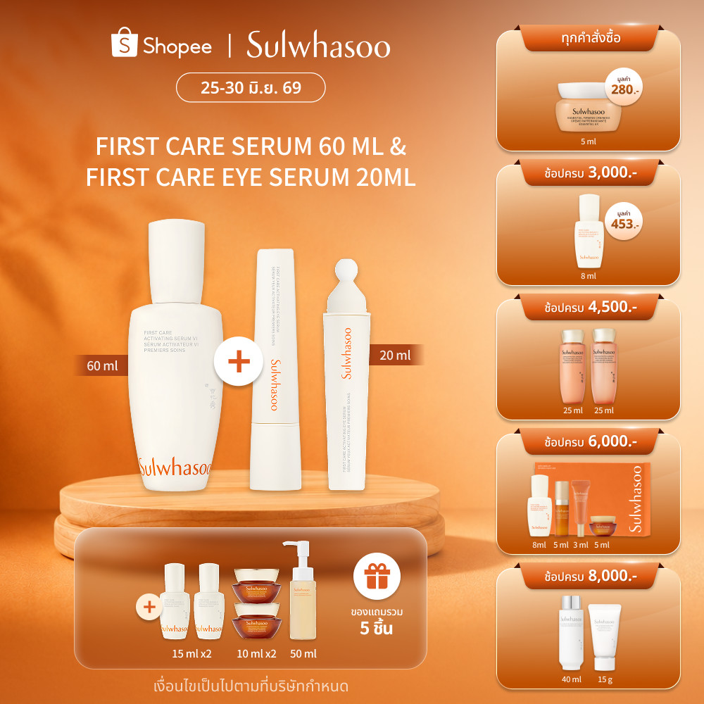 (Exclusive Duo) SULWHASOO First Care Activating Serum VI 60ml. & First Care Activating Eye Serum ช่วยให้ผิวสมดุล
