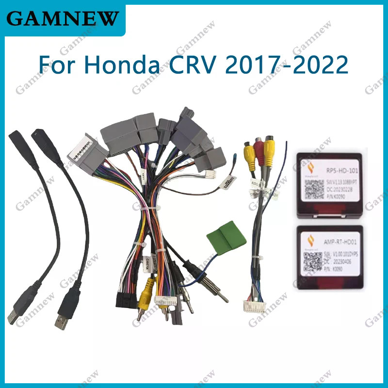 16Pin รถสายไฟอะแดปเตอร์ Canbus กล่องถอดรหัส AMP สําหรับ Honda CRV CR-V 5 RT RW 2017-2022