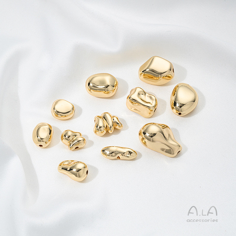 การเก็บรักษาสีที่แข็งแกร่ง 14K Gold-Covered รูปพิเศษ Pearl Baroque ประเภท Through-Hole ลูกปัดไม้จิ้มฟันลูกปัดหินไม่สม่ําเสมอ diy Spacer ลูกปัด