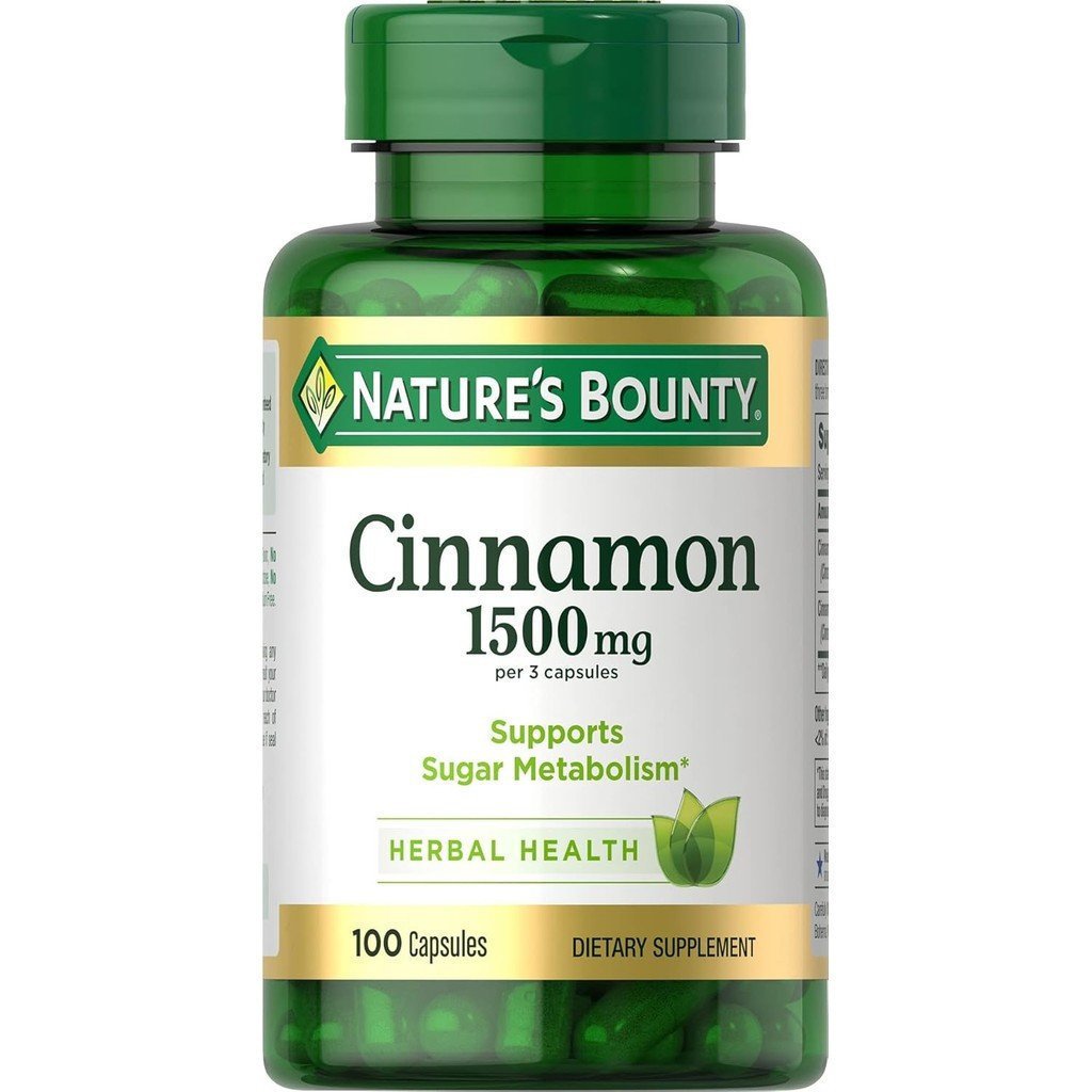 Natures Baby Cinnamon Capsules อาหารเสริมสมุนไพร รองรับการเผาผลาญน้ําตาล 1500มก. 100 แคปซูล IW4Q