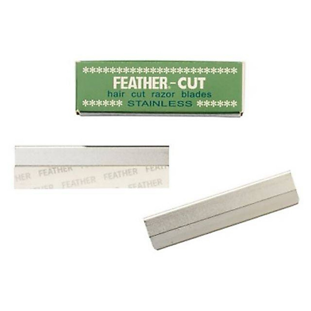 แท้💯%ใบมีดโกนขนนกกันคิ้ว*1คม🇯🇵(1กล่องเขียว=12ใบ) FEATHER-CUT🇯🇵Stainless🇯🇵 Made in Japan