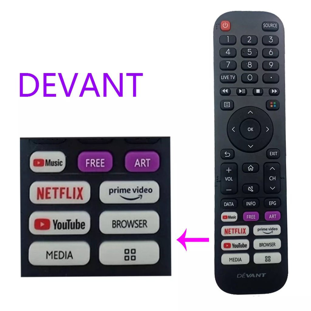 สําหรับ DEVANT 55UHD202 LCD LED TV Player evision รีโมทคอนโทรลวิดีโอ prime เกี่ยวกับ YouTube NETFLIX