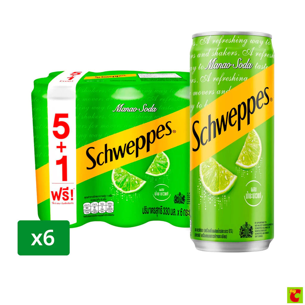 ชเวปส์ น้ำอัดลมมะนาวโซดา 330 มล. x 5+1 ชิ้น
