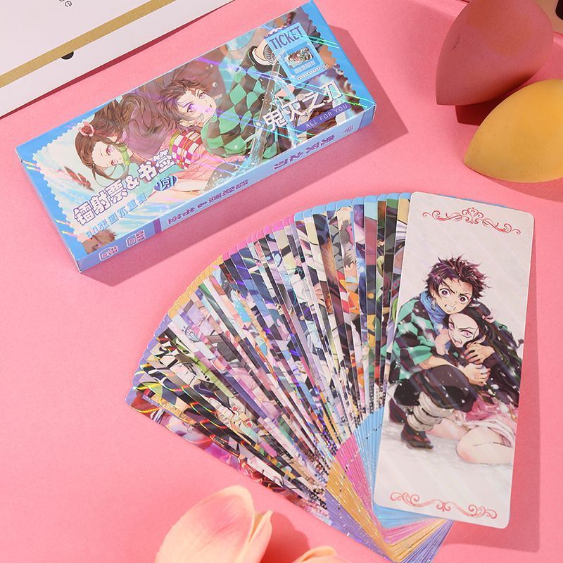 Demon Slayer Long Laser Ticket Bookmark โปสการ์ดการ์ดขนาดเล็กสินค้าตั๋วเลเซอร์ LOMO แฟลชการ์ดอวยพร