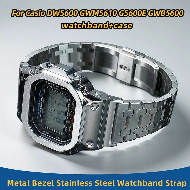 ใหม่สแตนเลส GWB5600 DW5600 G5600E GWM5610 series Watchbands Bezel Strap ชุดสายนาฬิกาโลหะ/สําหรับ Cas