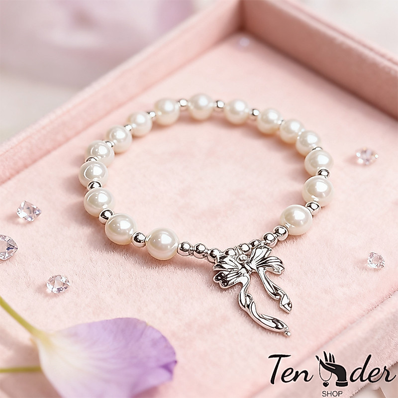 COD-ส่งเร็วจากไทย🎀เฉพาะกลุ่ม หรูหราเบาๆ โบว์ ไข่มุก สร้อยข้อมือ ประณีต อารมณ์ ระดับไฮเอนด์ หวาน-Ten