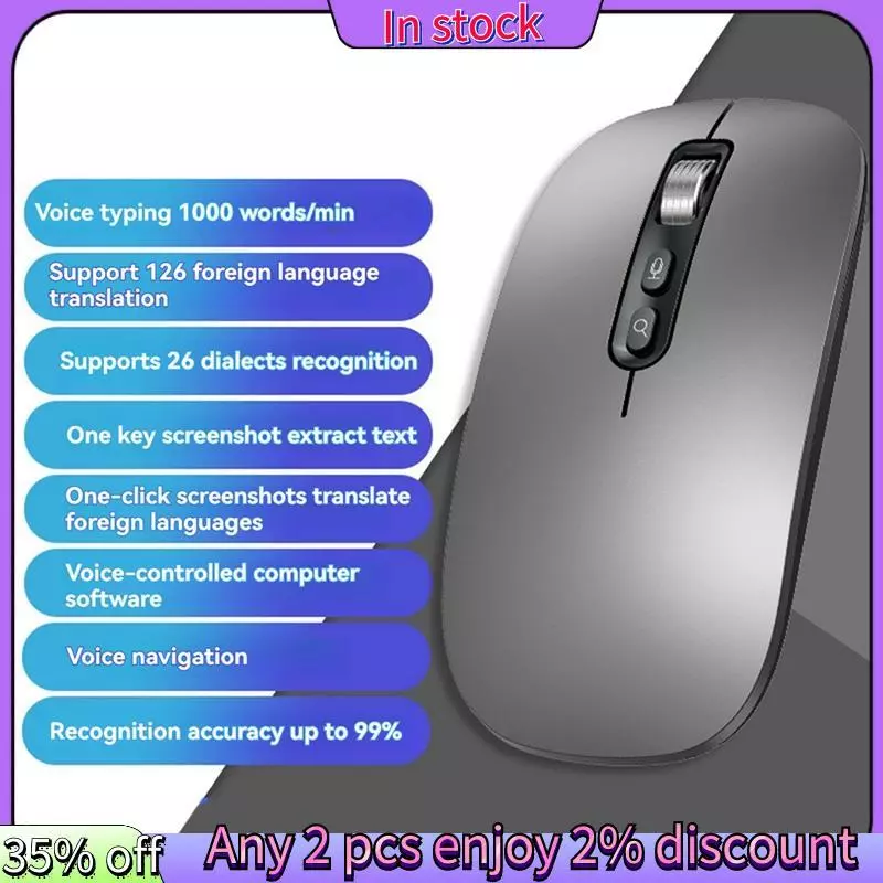 เมาส์อัจฉริยะ AI แปลงเสียงเป็นข้อความ บลูทูธไร้สาย 2.4G thumbnail 4