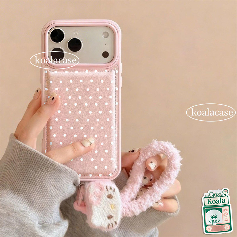 เคสรูทใหญ่ลายจุด+สายคล้อง สไตล์ฮิตกันกระแทก เข้ากันได้กับ iPhone 11 12 13 14 15 16 17 Pro Max 13 Pro 15 Plus
