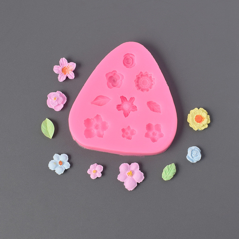 แม่พิมพ์เค้กซิลิโคนใบไม้ดอกไม้สด Pastry diy ซิลิโคนเครื่องมืออบช็อกโกแลต F Ondant แม่พิมพ์อบ