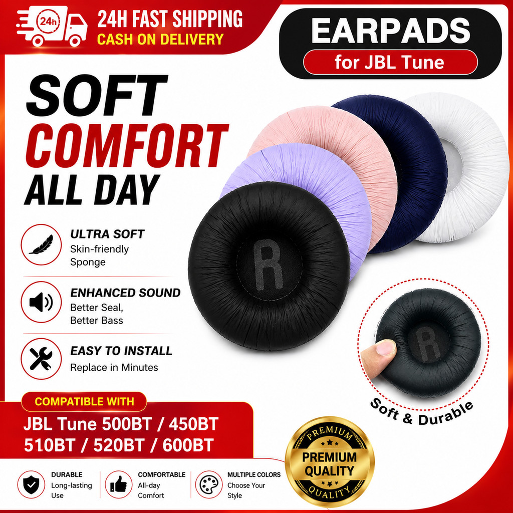 Earpads สำหรับ JBL Tune 510 520 450BT 600BTNC T450BT T500BT Earpbuff Ear Cushion หูรองหูฟังเปลี่ยนอุปกรณ์เสริม Ear pads