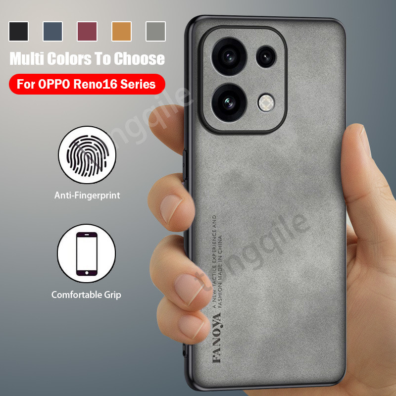 สําหรับ OPPO Reno16 Pro F Reno 16 16F 16Pro 5G 2026 เคสโทรศัพท์ฝาหลังกันกระแทกกันชนหรูหราผ้าฝ้ายหนังไม่มีลายนิ้วมือ Anti Drop Soft TPU