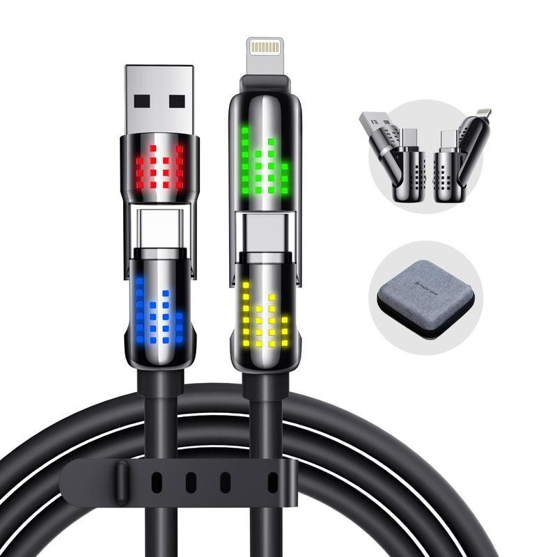 New-MAGIC JOHN 4-in-1 Charging Cable, Super Fast 240W Charging with RGB Light