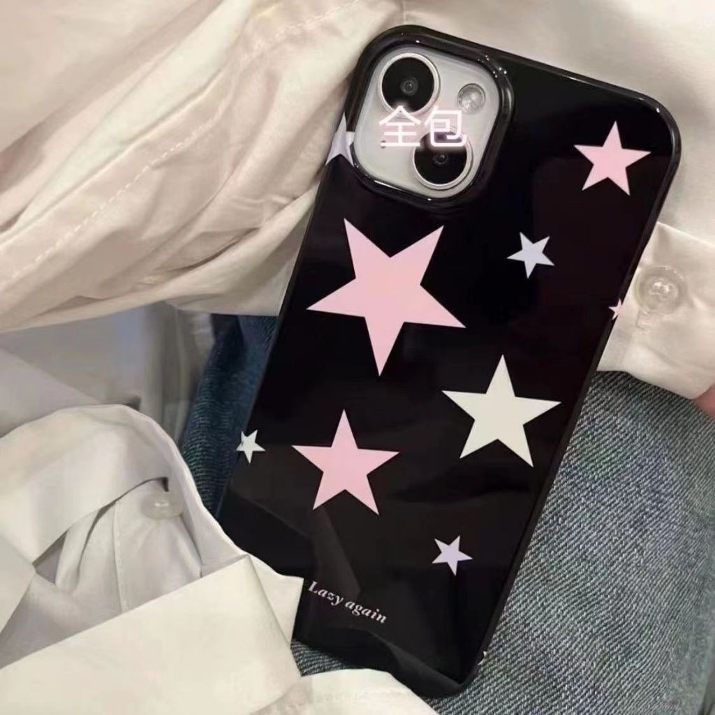 Ins สีดําGlossy Soft Case Anti-Fallเคสโทรศัพท์สําหรับiPhone 16 Promax 15 Promax 12 13 Mini 14plus 11 Pro Max X XS XR XS Max 7 8 plus Se2020
