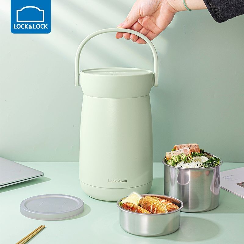 LocknLock กระติกอาหาร กระติกน้ำร้อน 304 สแตนเลส เก็บอุณหภูมิได้นาน กระติกอาหาร LocknLock พกพาสะดวก ถ