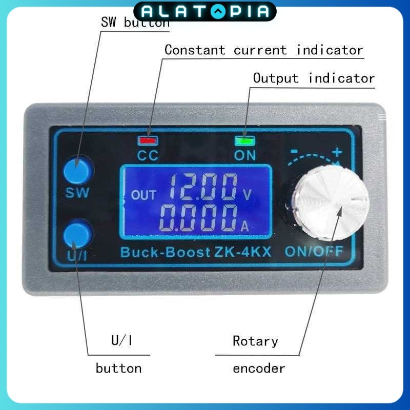 DC Buck Boost Converter CC CV โมดูลขนาด 30V 4A ที่ตั้งโปรแกรมได้พร้อมจอแสดงผล - ZK-4KX