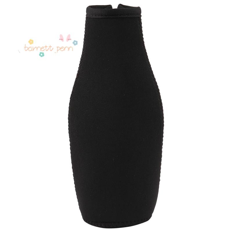 6 แพ็คขวดเบียร์ Cooler Sleeves Keep Drink Cold Zip-Up Neoprene ฉนวนแขนสีดํา