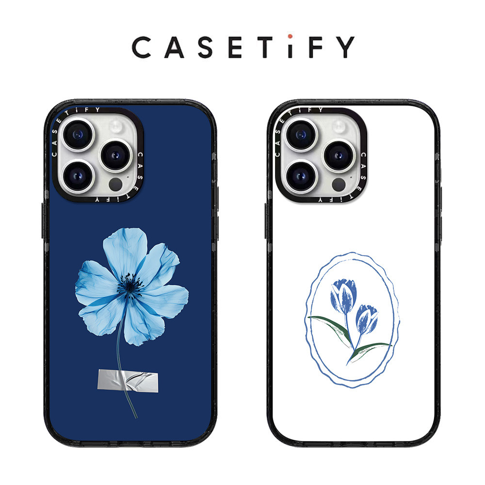 เคสโทรศัพท์อะคริลิคดอกไม้สีฟ้าสําหรับ ไอโฟน 17 มือโปร สูงสุด 17อากาศ 16 15 14 13 12 กันกระแทกป้องกันปลอก