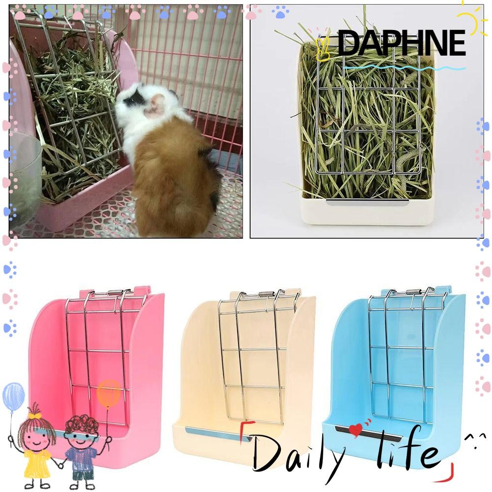 DAPHNE 1 ชิ้นกระต่ายหญ้ากรอบ, ฤดูใบไม้ผลิประเภทชั้นวางชาม Hay Feeder, ตะกร้าอาหารพลาสติกสําหรับ Herbivore หนูตะเภาหนูแฮมสเตอร์