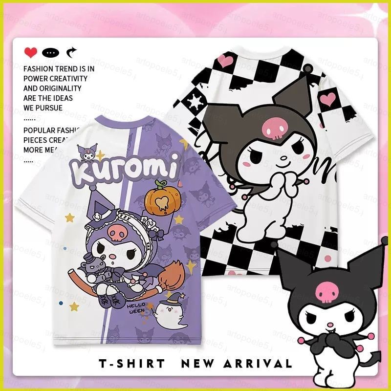 ST5 Sanrio Kuromi คอสเพลย์ผ้าการ์ตูน 3D ฤดูร้อนเสื้อยืดสําหรับเด็กผู้ใหญ่อะนิเมะแขนสั้น TS5