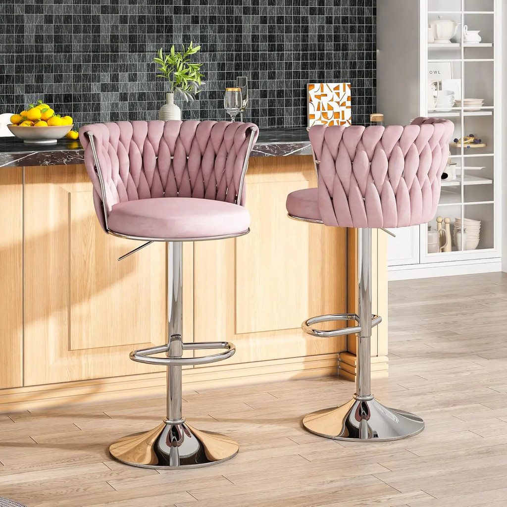 Awqm กํามะหยี่บาร์สตูลชุด 2,เคาน์เตอร์ความสูง Barstools ปรับห้องครัว Island เก้าอี้, swivel Bar สตูล