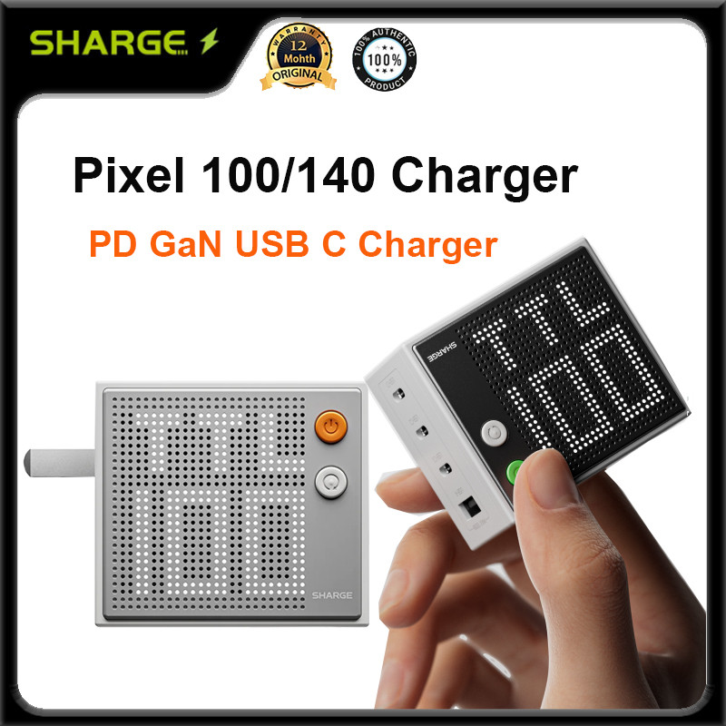SHARGE Pixel 100/140 GaN Charger 100W 140W 67W USB-C Charger พร้อม Smart Dot-Matrix Display Fast Charging PD แล็ปท็อปชาร์จ