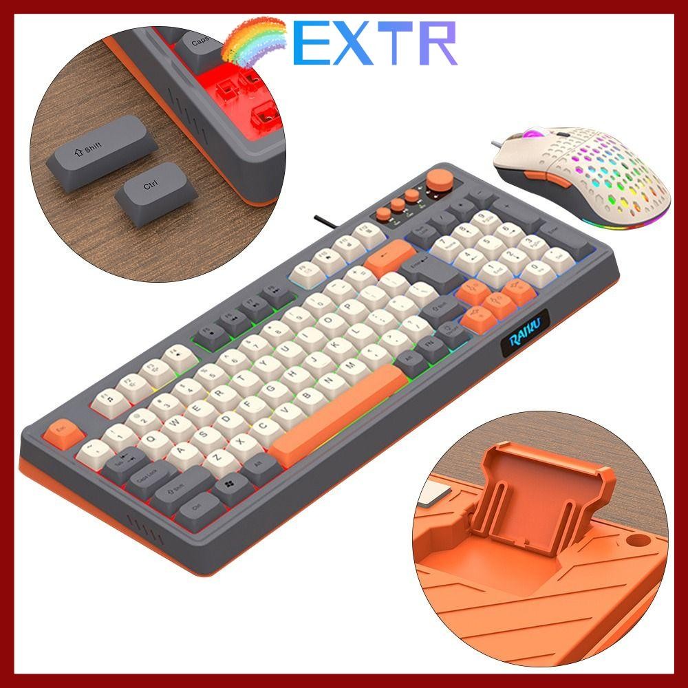 คีย์บอร์ด EXTR RAIKU T98, ชุดเมาส์คีย์บอร์ดเค้าโครงกุญแจแบ็คไลท์ 98, ไฟเชื่อมต่อ USB เกมสีรุ้งคีย์บอ