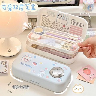 🇹🇭 jo014 กล่องดินสอสองชั้นลายการ์ตูน กล่องใส่อุปกรณ์สำหรับเด…