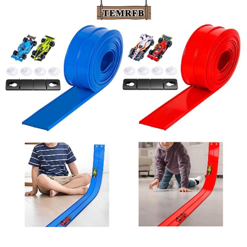 [temrfb] Race Car Track 177.17 นิ้วแบบพกพาน้ําหนักเบาดูดถ้วย Mount มัลติฟังก์ชั่นยืดหยุ่น 2 รถของขวั