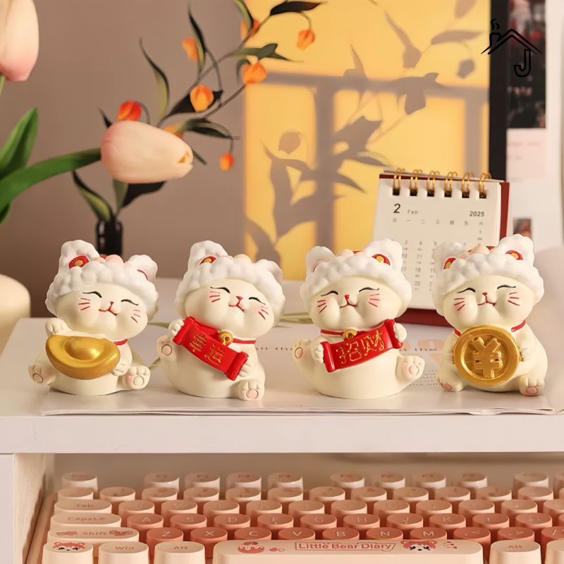 [JJ HOME] Awakening Lion Lucky Cat เดสก์ท็อปน่ารักเครื่องประดับขนาดเล็กของขวัญตกแต่งรถ