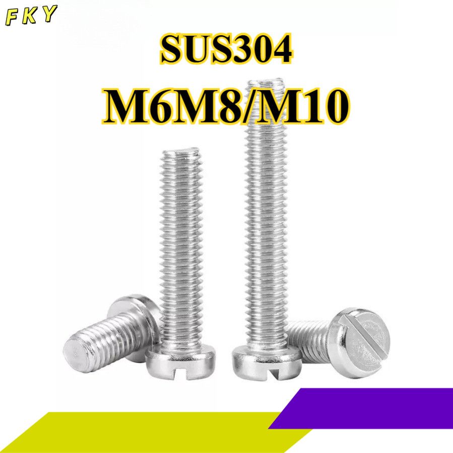 304 สแตนเลส one-slot สกรูหัวทรงกระบอก GB65 สกรู slotted หัวกลม bolt M6M8/M10FKY-CB
