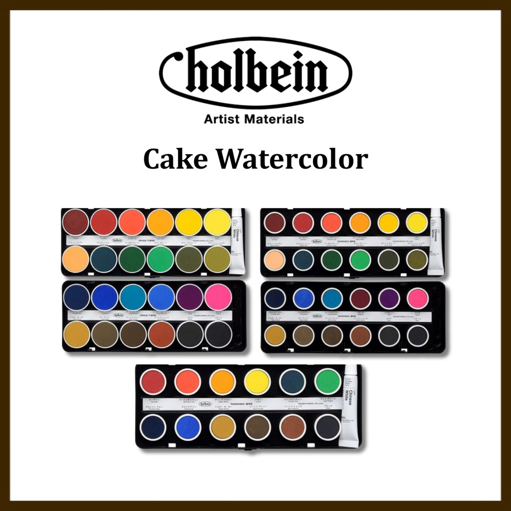 Holbein Solid Watercolor Cake Set - 24 Colors (Opaque/Transparent) & 12 Colors (Transparent)