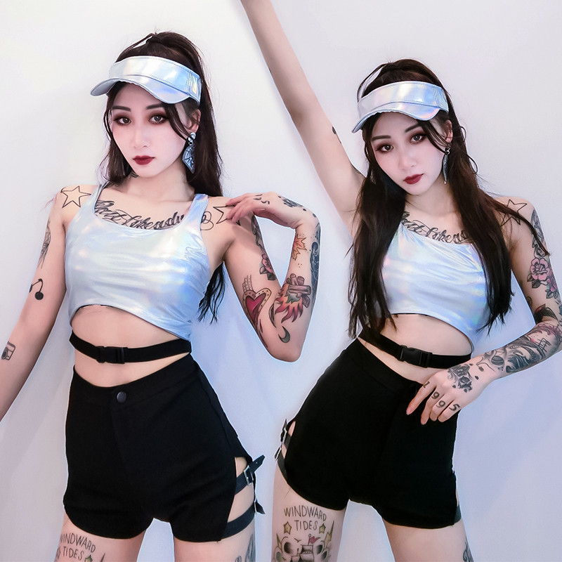 ชุด Pole Dance สำหรับผู้หญิง แบบเซ็กซี่ กันกางเกงขาสั้น พร้อมเสื้อกั๊ก เหมาะสำหรับงานdjและบาร์