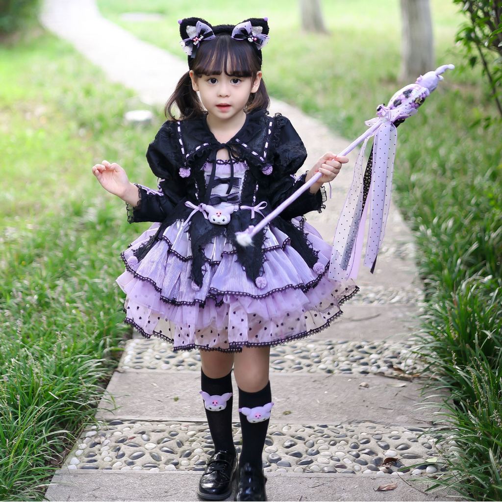 ชุด Kuromi Lolita สไตล์ฮาโลวีน สำหรับเด็กอ้วน เป็นชุดcosplay Princess