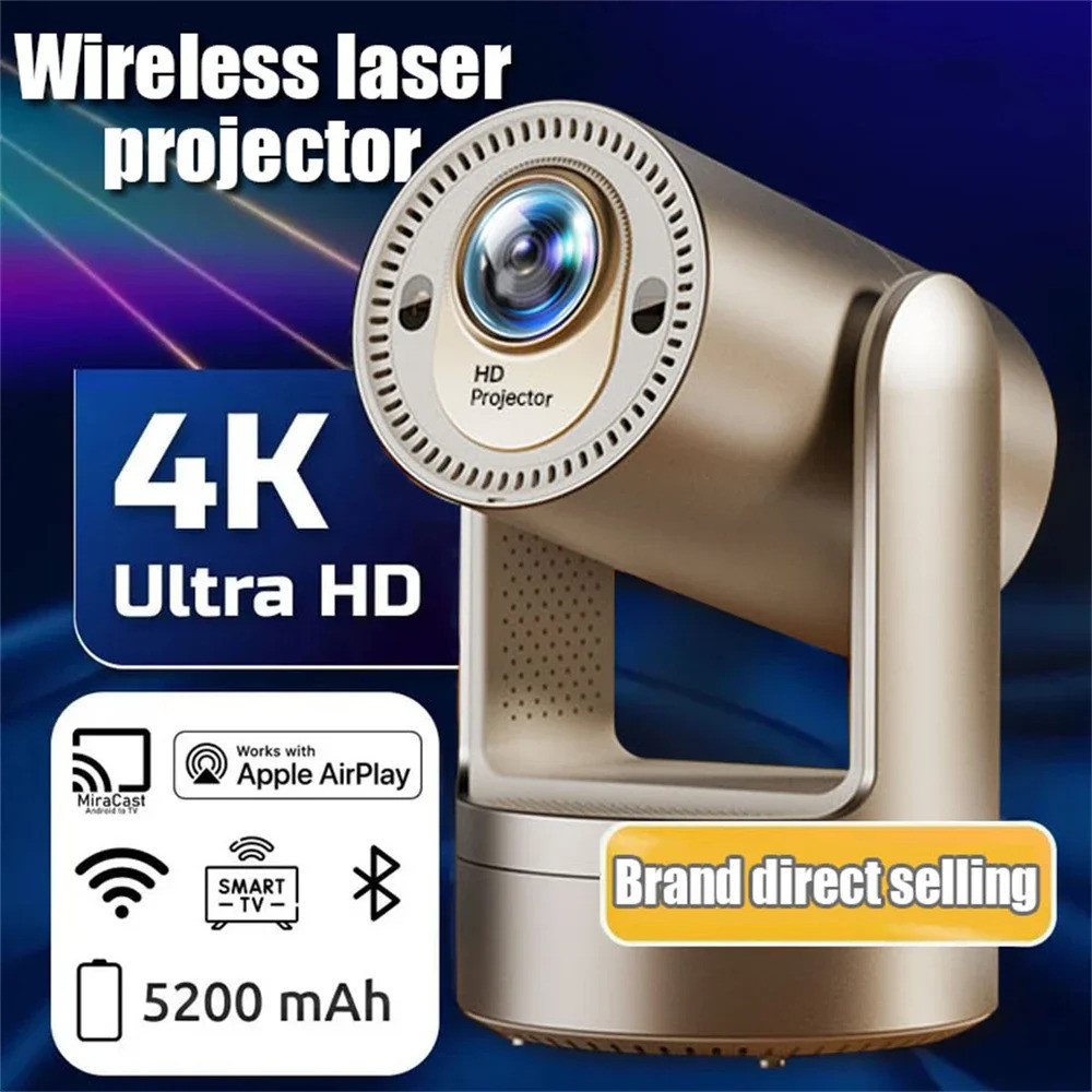 Ht25 4k Hd สมาร์ทโปรเจคเตอร์ Android 9 4k 1280*720p วิดีโอ Cinema กลางแจ้งแบบพกพากลางแจ้ง HD Led Pro