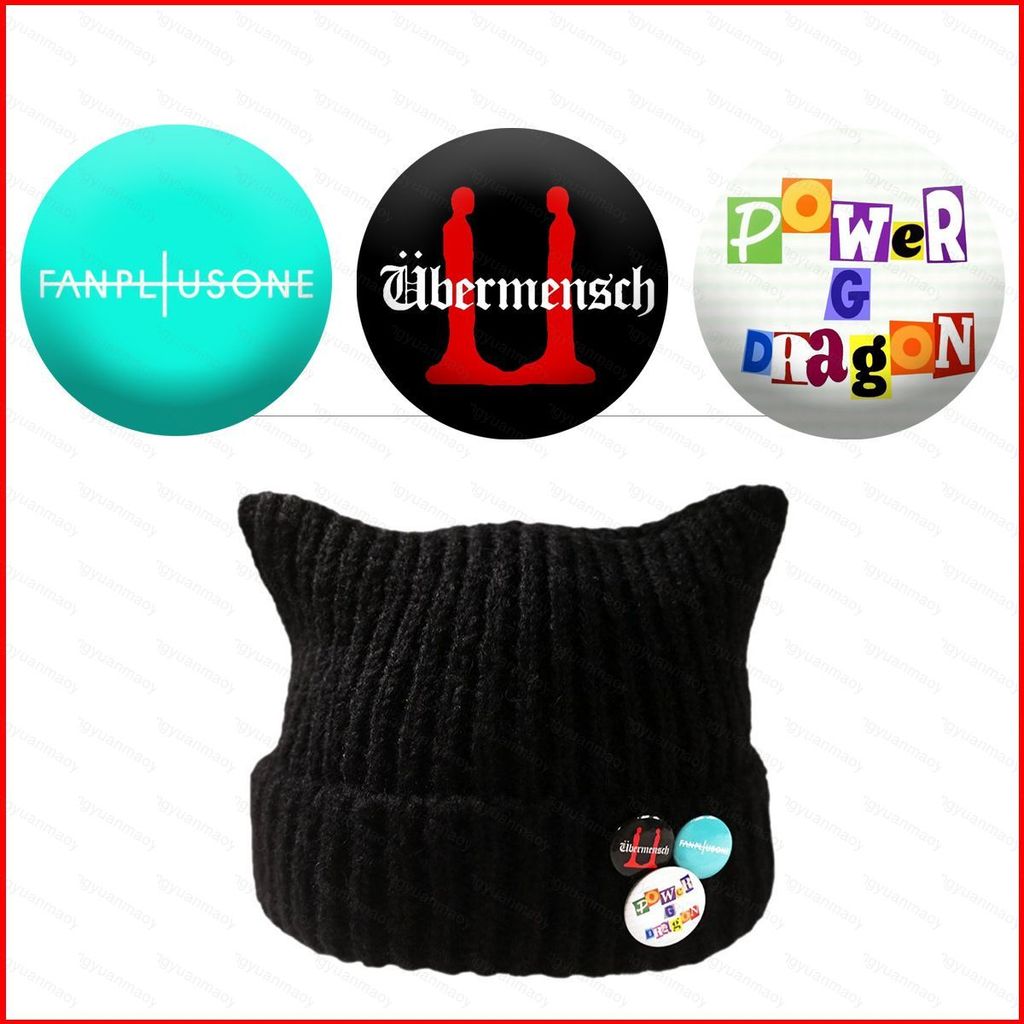 หมวกและเข็มกลัด G-Dragon แบบ Ubermensch ขนาด 58 มม.