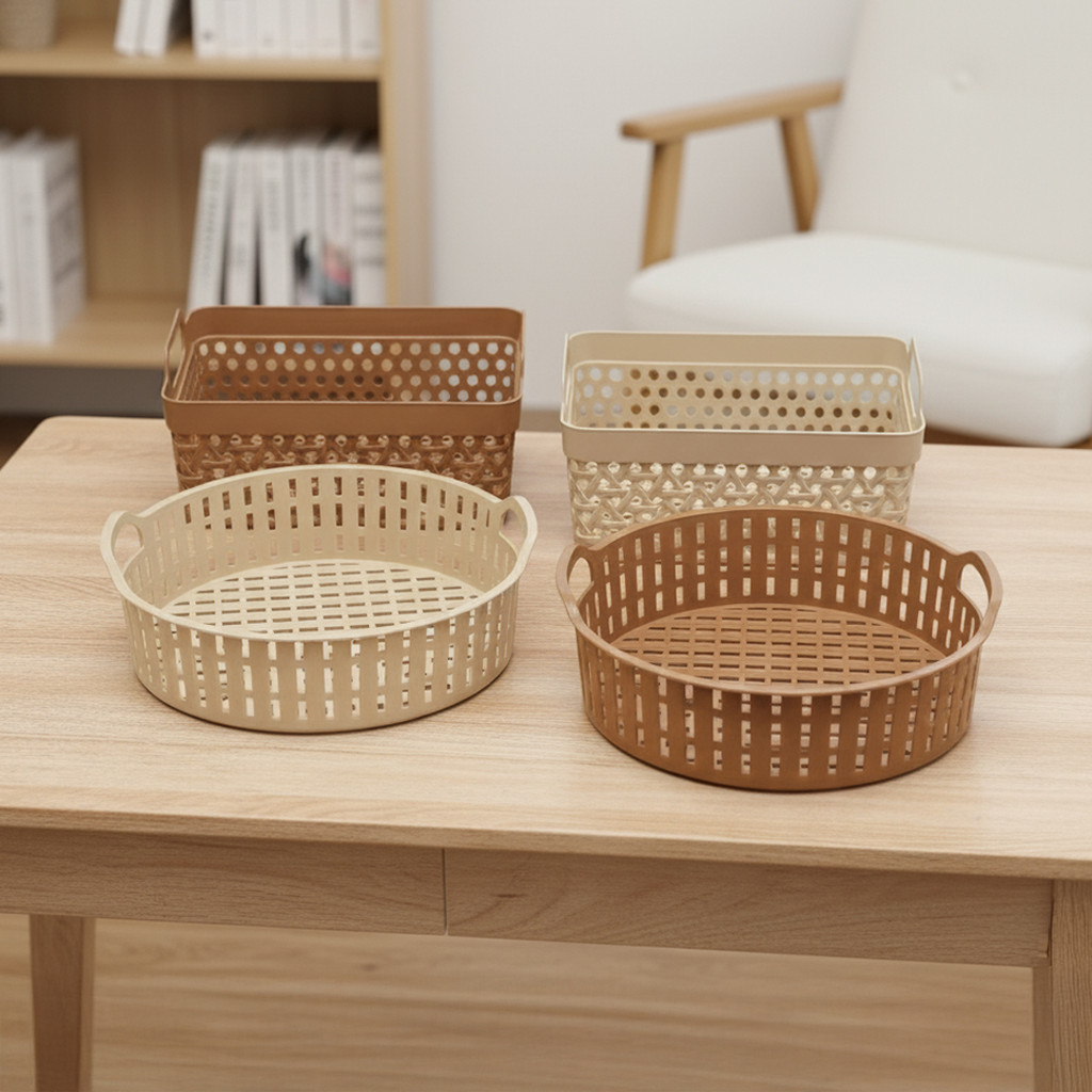 ตะกร้า ใส่ของ แบบมินิมอล จัดระเบียบ ใส่เครื่องสำอางค์ ของใช้บนโต๊ะ แบรนด์ SN รุ่น 914/919